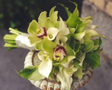 Artificial or real wedding bouquet.